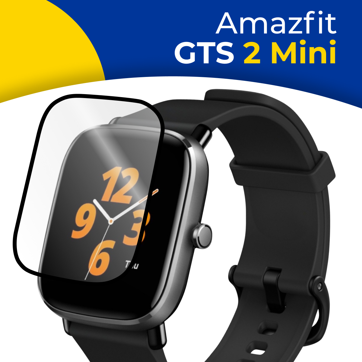 Гидрогелевая защитная пленка на смарт часы Amazfit GTS 2 mini / Самовосстанавливающаяся бронепленка для часов Амазфит ГТС 2 Мини / Противоударная