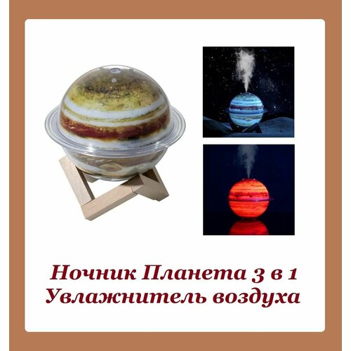Увлажнитель воздуха 3D ночник Планета Юпитер 3 в 1 Аромадиффузор на деревянной подставке 148000₽
