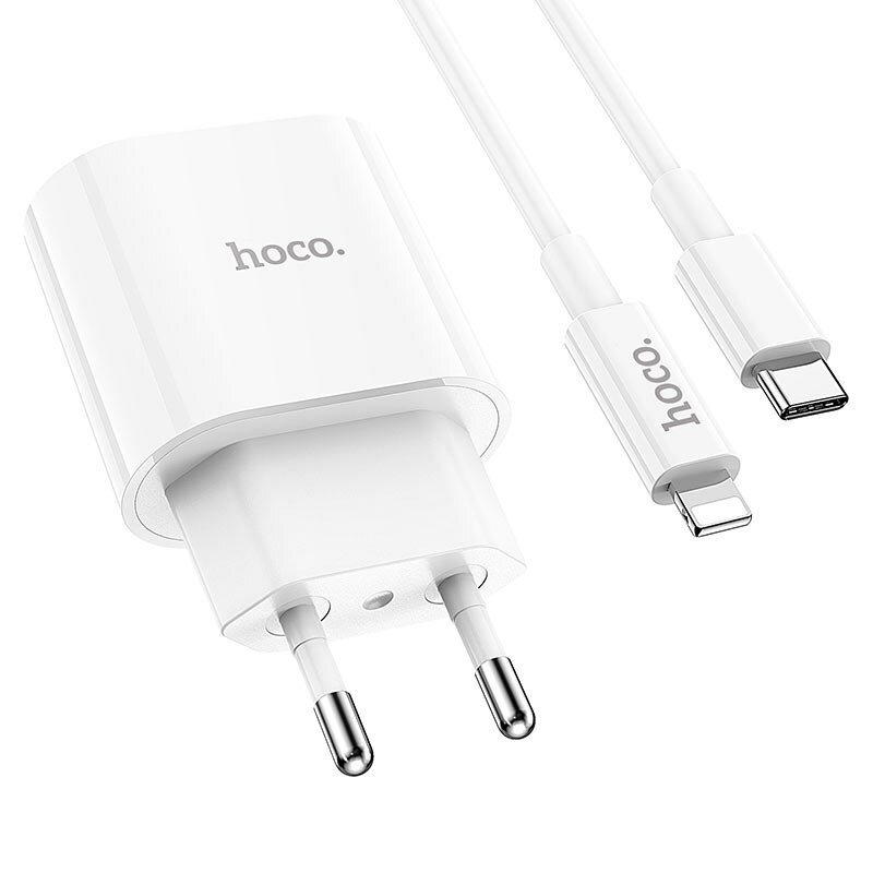Комплект для зарядки iPhone кабель и блок питания /USB-c Lightning/Hoco c94a/1 метр/белый/передача данных/с поддержкой быстрой зарядки - фотография № 15