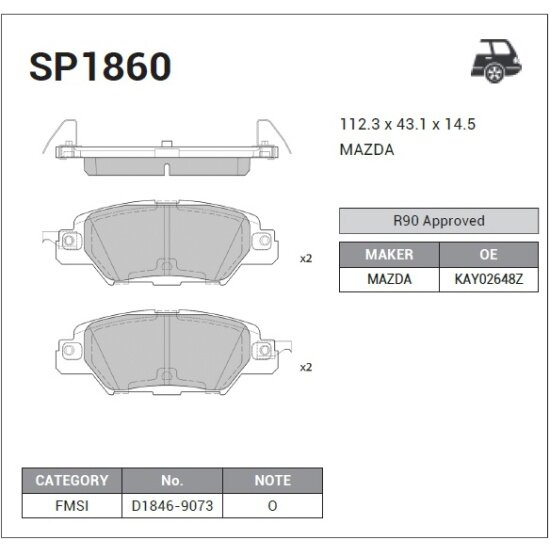 Колодки тормозные задние Sangsin Brake для MAZDA CX-5 / CX-5II, 4 шт