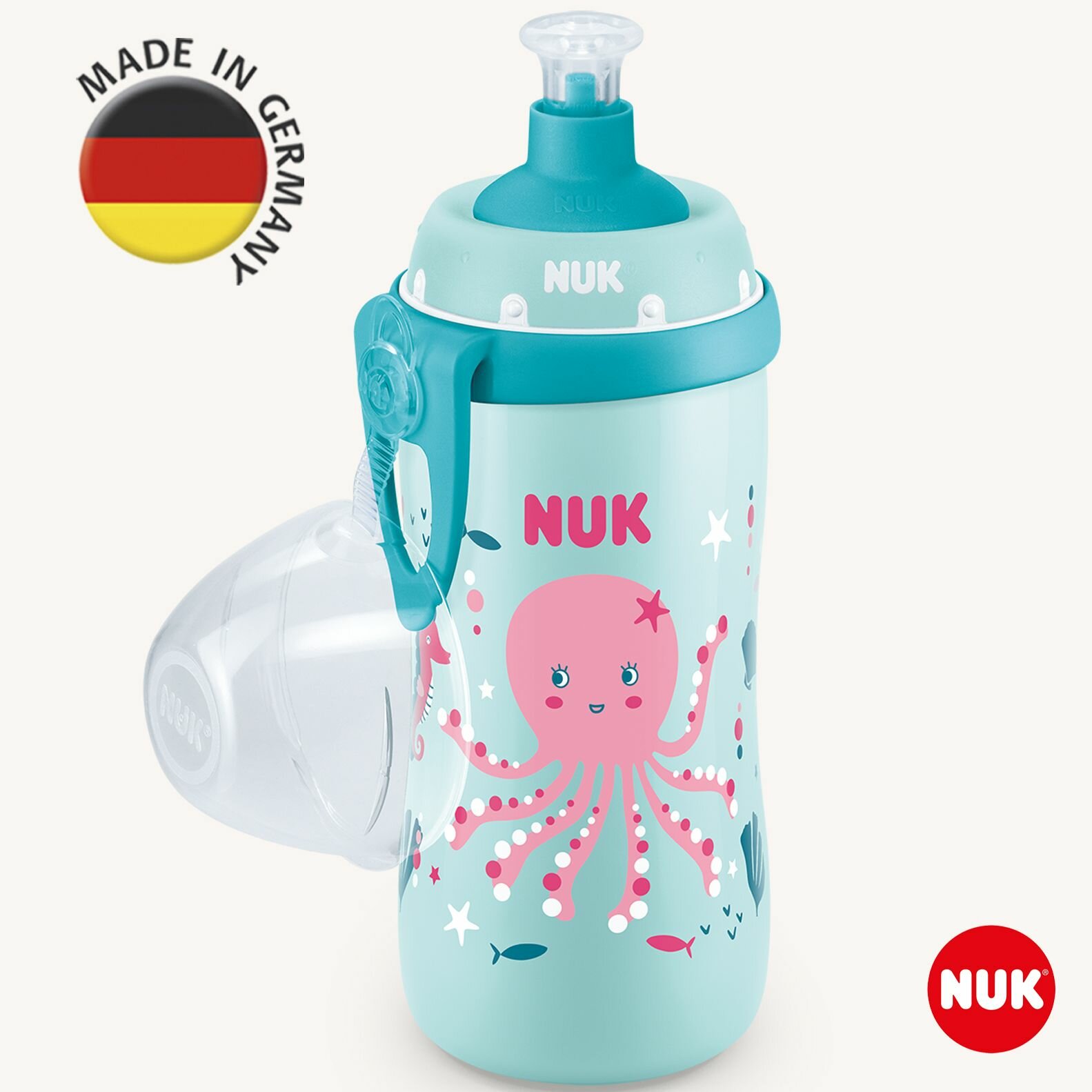 NUK FIRST CHOICE Поильник непроливайка с насадкой тяни толкай меняющий цвет JUNIOR 300 мл