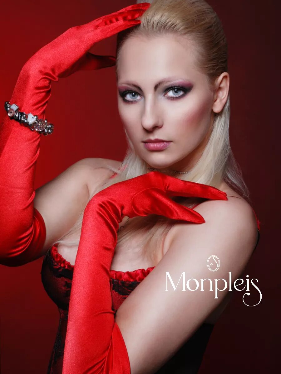 фото Перчатки длинные вечерние для фотосессии из атласа