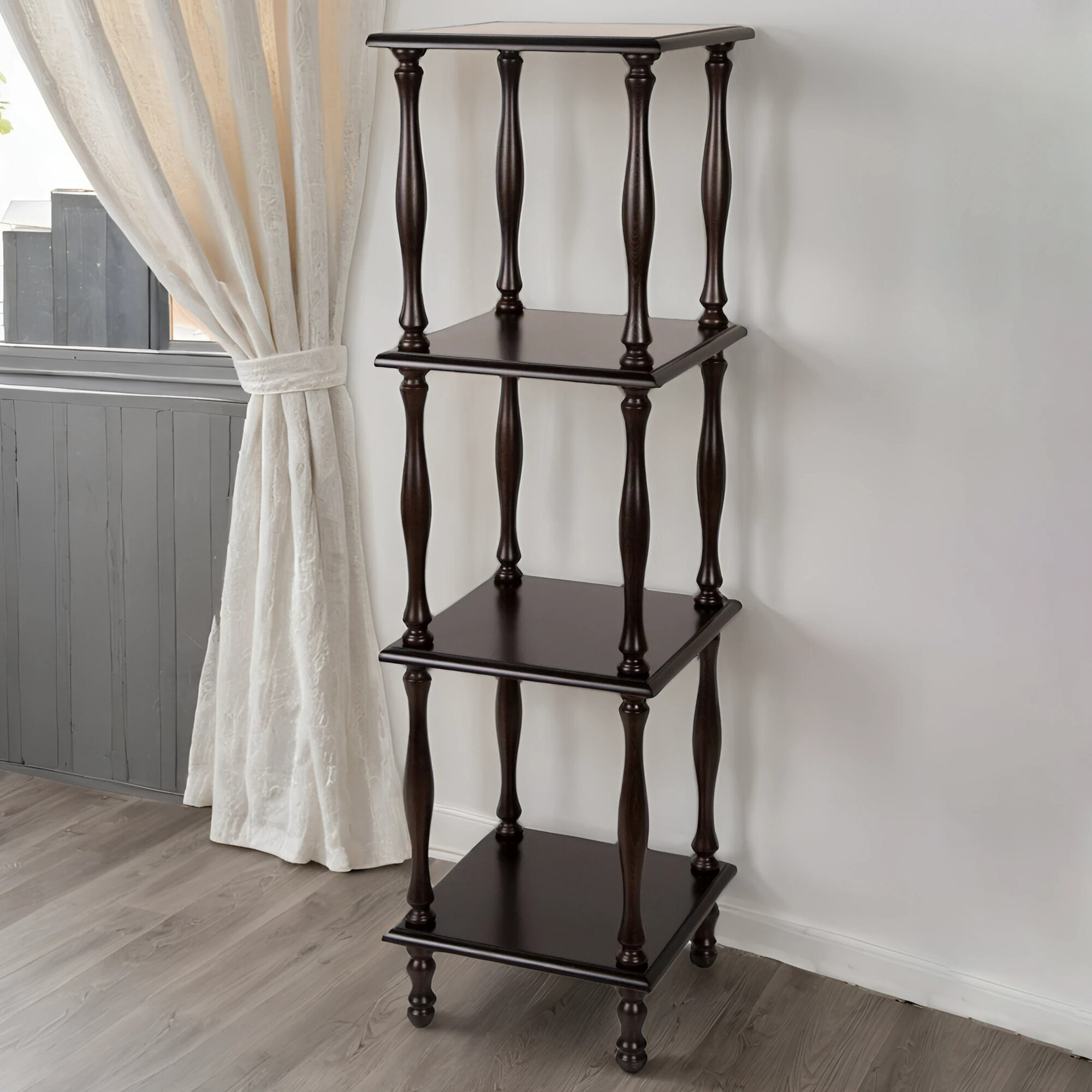 Этажерка IFERS П 8 напольная, 4 полки, для гостиной, цвет венге — фото 1