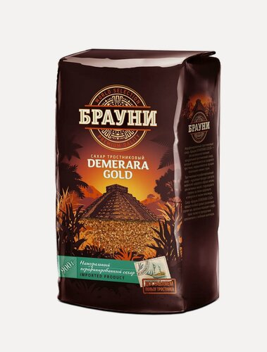 Изображение товара Упаковка из 12 пачек Сахар-песок тростниковый Брауни Gold 900г