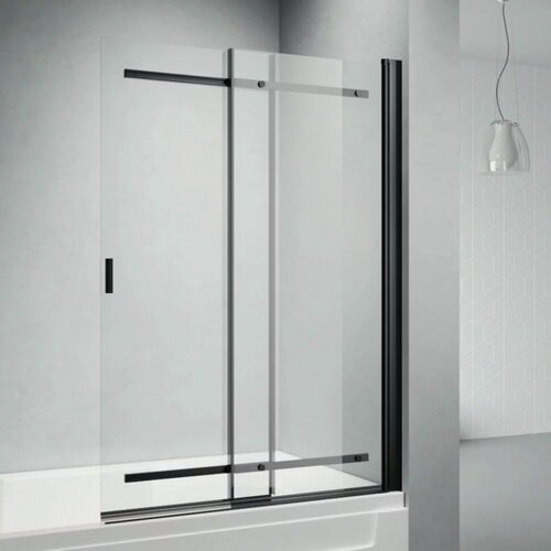 Изображение товара Душевая шторка Veconi (Векони) Palau PL88B-100-01-C8 Стекло прозрачное 4 мм, 1400х1000 мм, черный