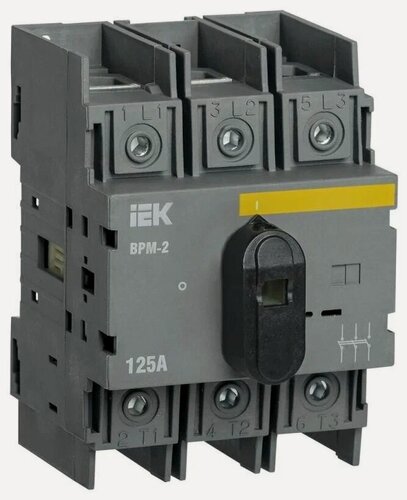 Изображение товара Выключатель-разъединитель модульный ИЭК ВРМ-2 3P 125А трехфазный MVR20-3-125