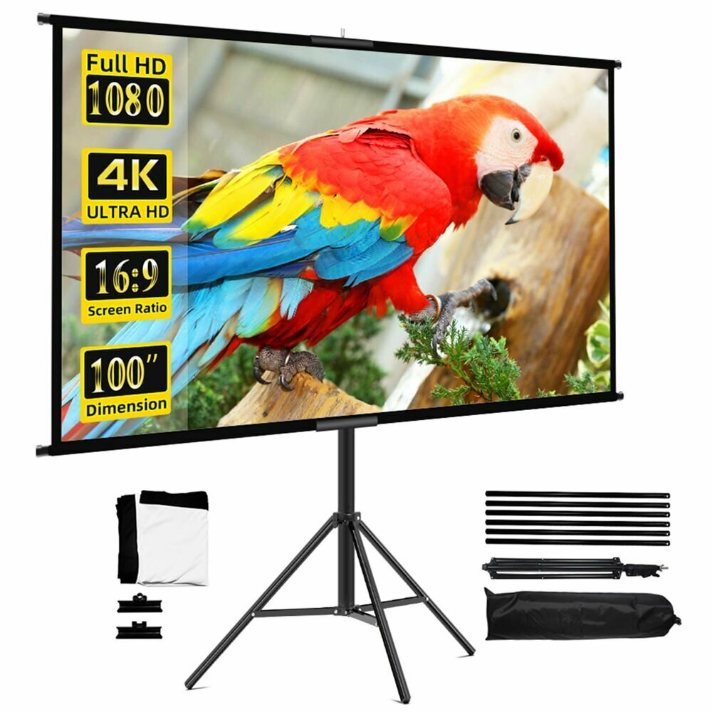 VEIDADZ 100" белый экран для проектора, без складок, складной штатив