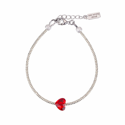 Браслет one wrong detail, кристаллы Swarovski, размер 16 см, размер one size, серебристый