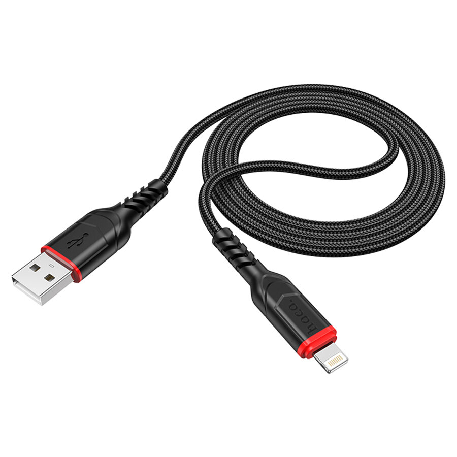 Кабель USB HOCO X59 USB - Lightning, 2.4А, 1 м, черный — фото 1