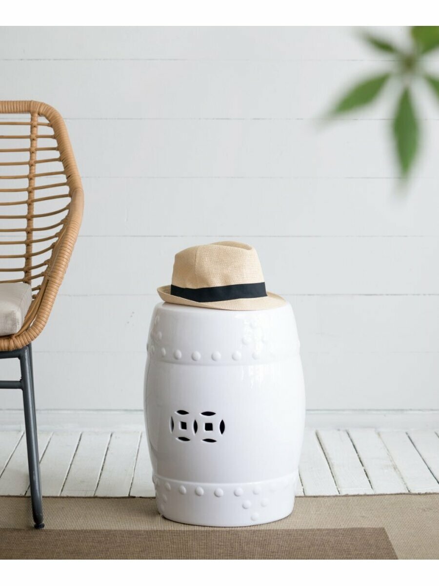 68136-WHIT Столик акцентный, керамика, белый 33x33x46см, Glasar