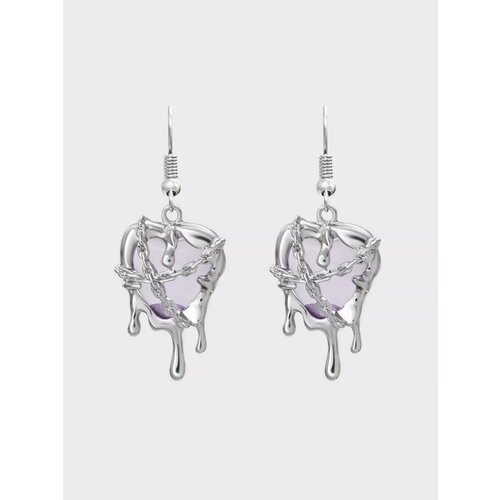 фото Серьги пусеты, фианит, серебряный, фиолетовый be self true jewel