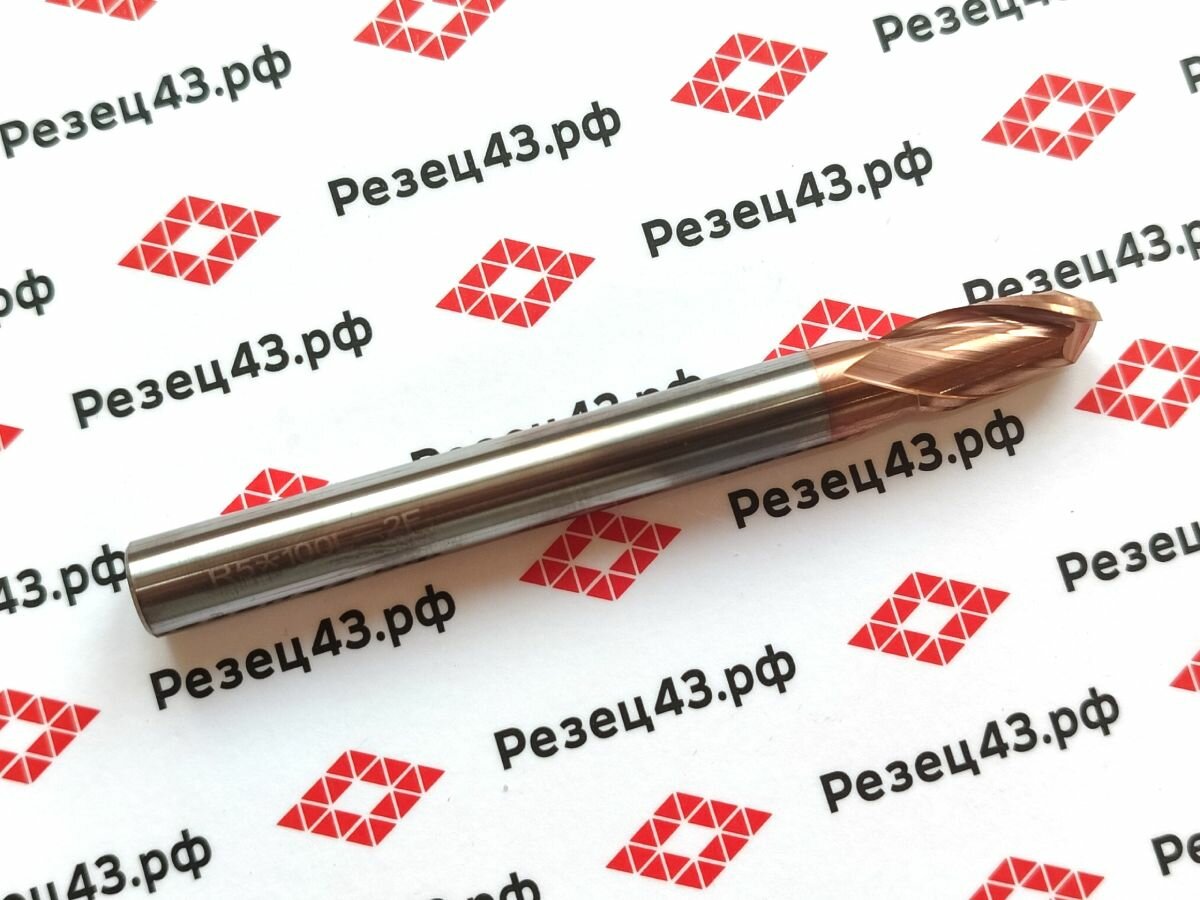 Сферическая фреза R5 D10-D10-100 2Z, сталь (HRC55)