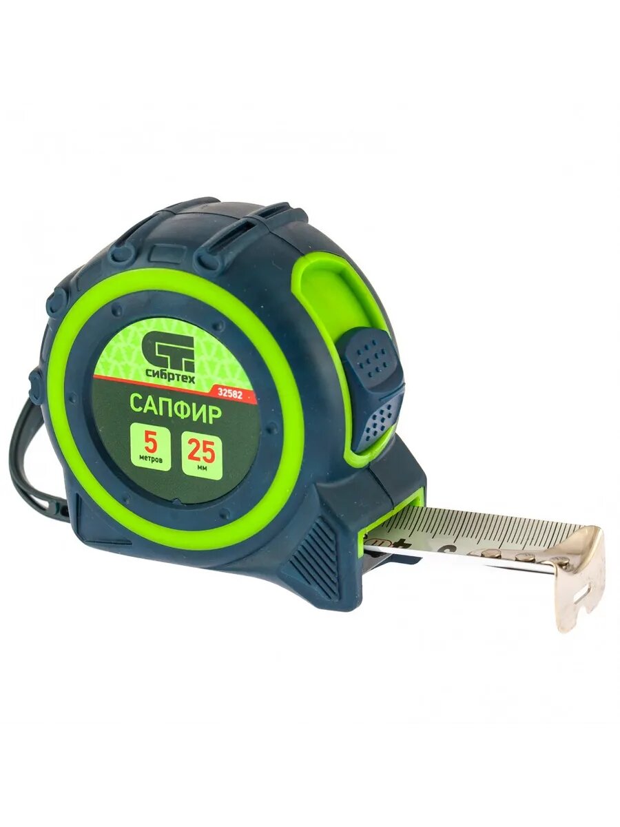 Рулетка Сапфир, двухкомпонентный корпус,5 м , СИБРТЕХ, 32582 — фото 1