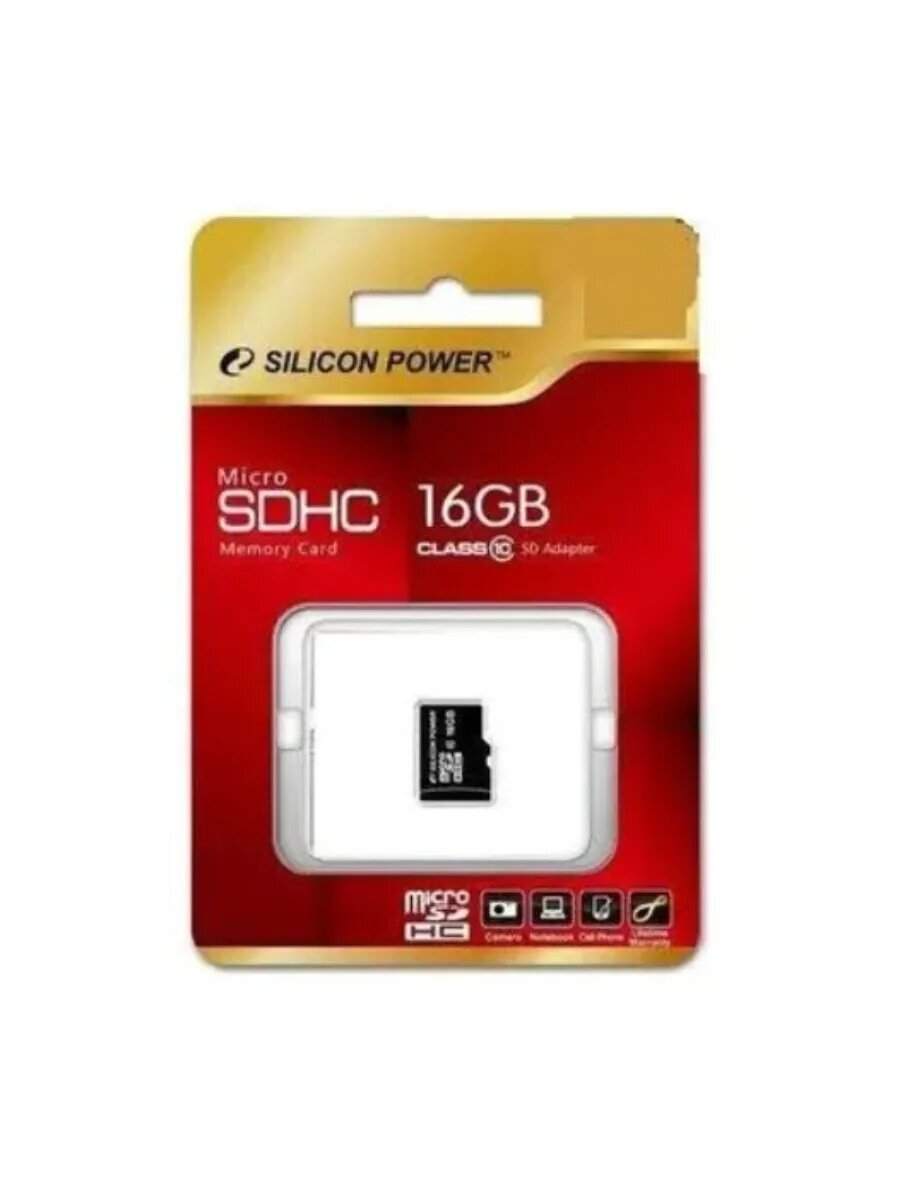 SecureDigital microSDHC 16 ГБ SP016GBSTH010V10 Class 10