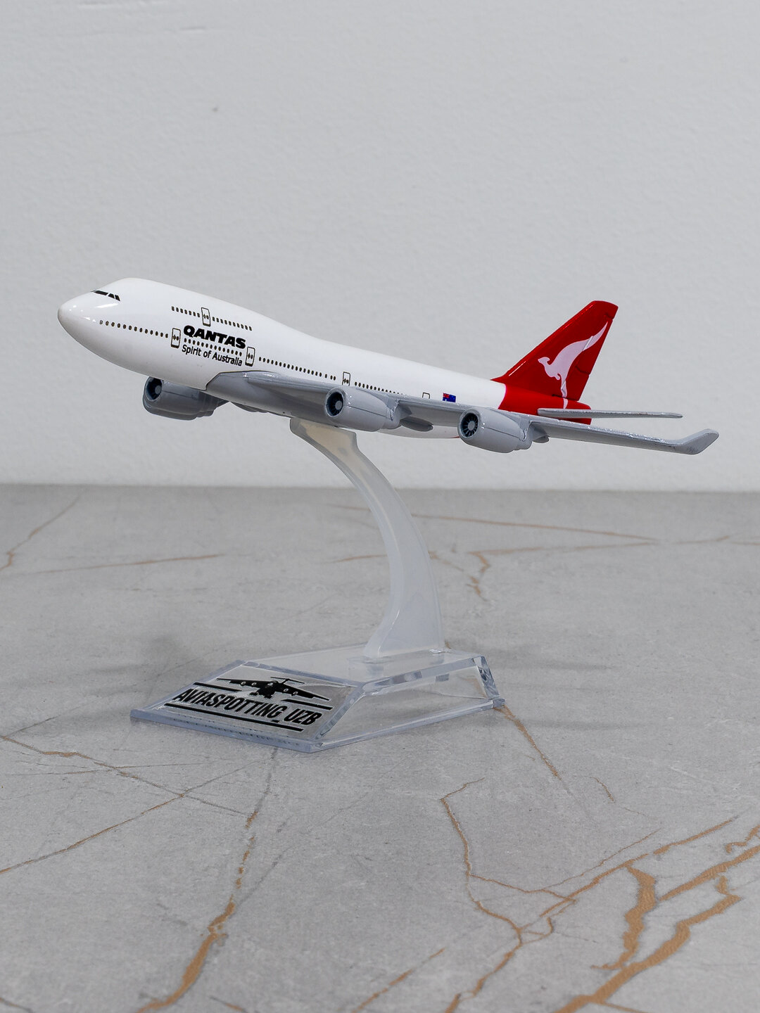 Модель самолёта Boeing 747, Qantas, 14 см, Металл+пластик