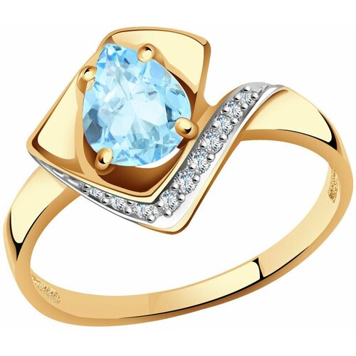 фото Золотое кольцо александра кл3729-78ск с топазом и фианитом diamant-online