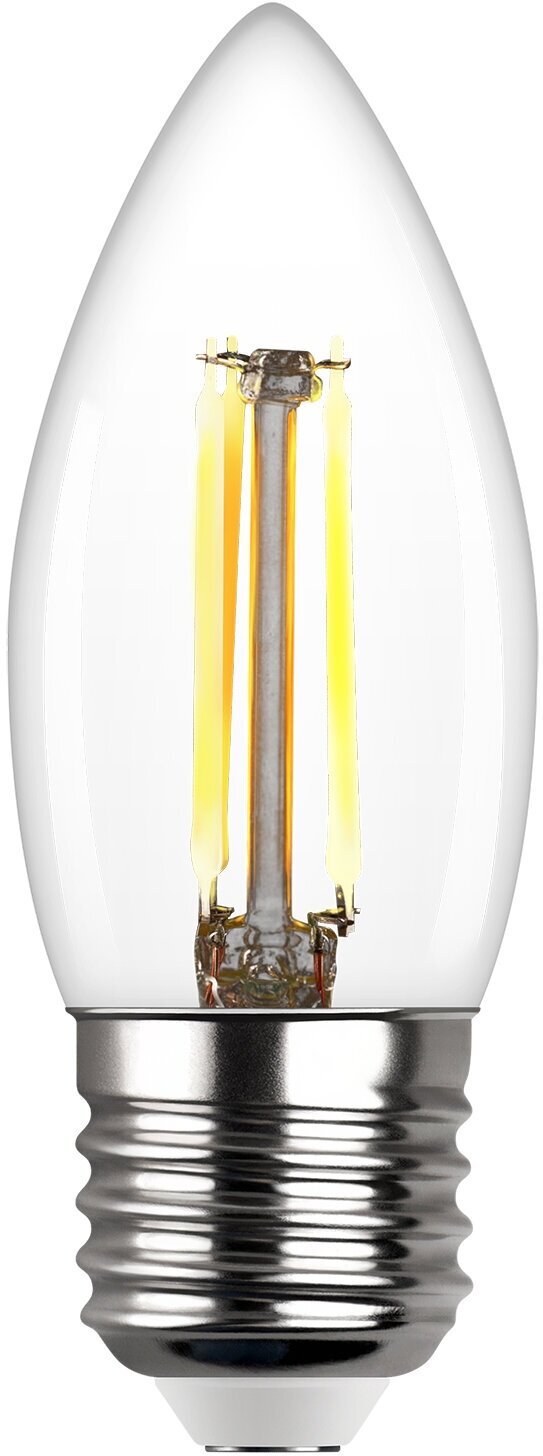 Лампа светодиодная филаментная REV С37 E27 7W DECO Premium нейтральный белый свет свеча 32489 8 - фотография № 3