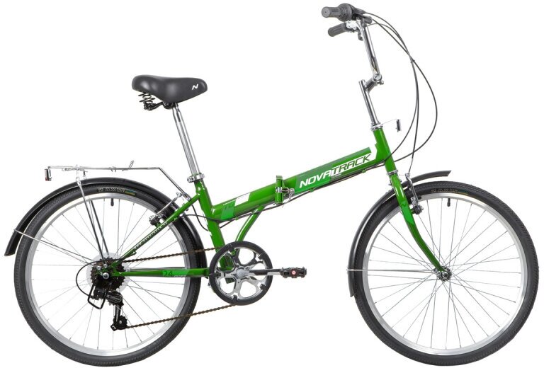Велосипед Novatrack 24" TG1, складной, зелёный, ножной тормоз, крылья 24NFTG6SV. GN21