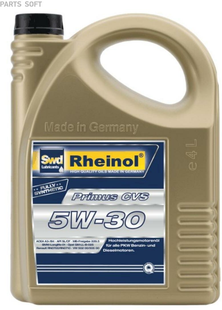 SWD RHEINOL 31178470 SWD Rheinol Primus CVS 5w-30 (SL/CF/A3/B4) синт. 4 л Масло моторное