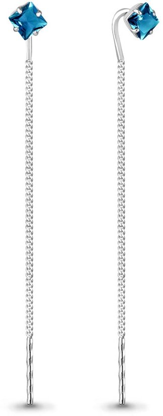 Серьги с подвесками  Серьги из серебра 4753608, серебро, 925 проба, родирование, топаз, голубой