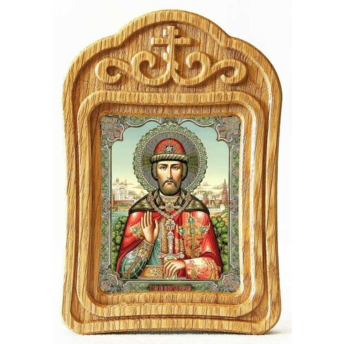 Благоверный князь Димитрий Донской, икона в резной деревянной рамке