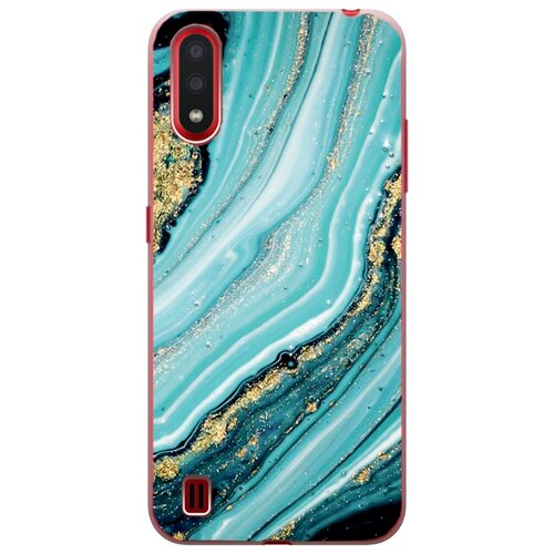 фото Ультратонкий силиконовый чехол-накладка clearview для samsung galaxy a01 с принтом "green marble" gosso