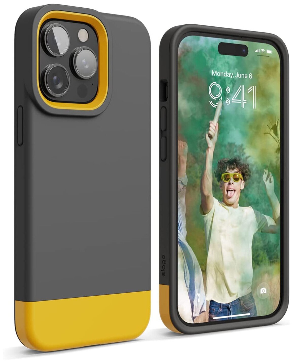 Elago для iPhone 14 Pro чехол GLIDE (tpu+pc) Dark Grey/Yellow, шт