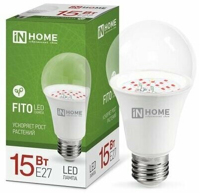 Лампа светодиодная для рассады и растений LED-A60-FITO 15Вт A60 грушевидная E27 230В IN HOME