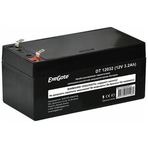 Аккумуляторная батарея ExeGate DT 12032 (12V 3.2Ah, клеммы F1) exegate ex282959rus exegate ex282959rus аккумуляторная батарея exegate dtm 12032 12v 3 2ah клеммы f1