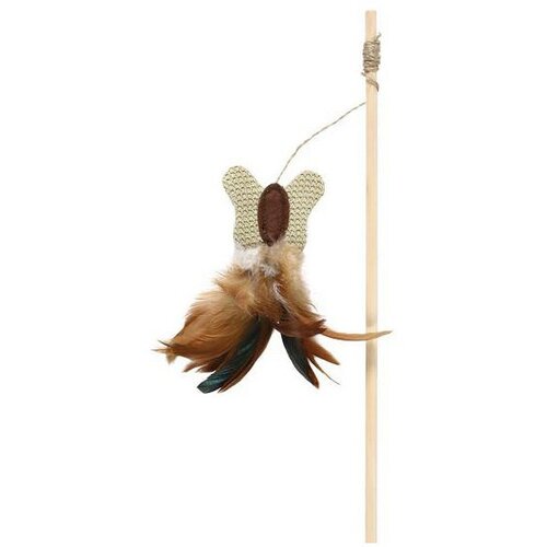 Игрушка для кошки Удочка с бабочкой, 45 см, перья