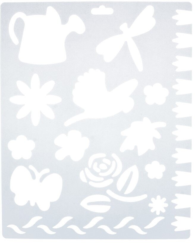 Сонет Трафарет пластиковый прозрачный 22 x 25 см Цветы, бабочки, птичка Н102103-2035/DK28035