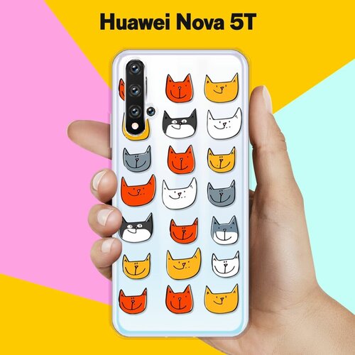 Силиконовый чехол Узор из котов на Huawei Nova 5T силиконовый чехол узор из котов на huawei nova 7 se