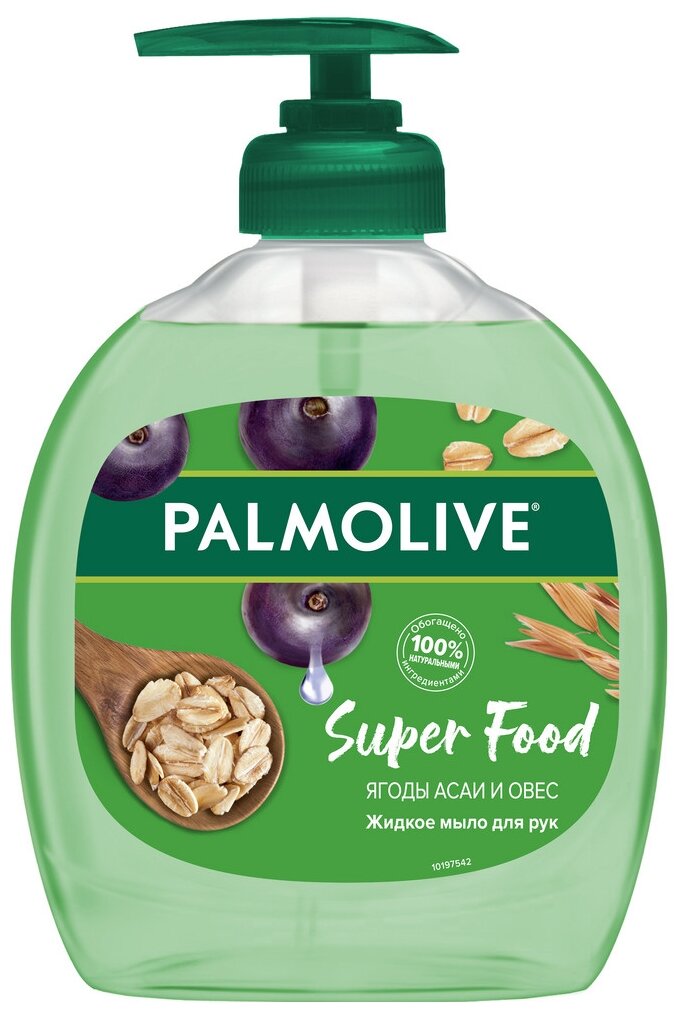 Palmolive Жидкое мыло Super Food Ягоды Асаи и Овес лесные ягоды, 300 мл
