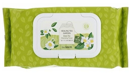 Очищающие салфетки для лица с экстрактом зеленого чая [The Saem] Healing Tea Garden Green Tea Cleansing Tissue