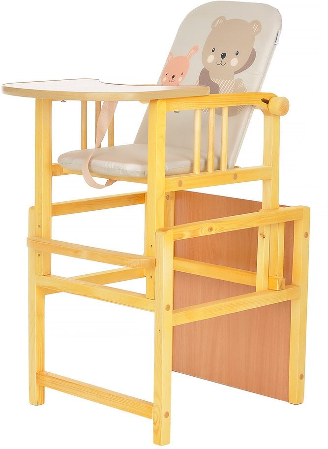 Стул-стол для кормления Bambola "Слоник" с регулируемой спинкой, Мишка-щенок, серый - фото №8