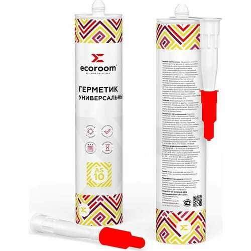 Герметик акриловый ECOROOM AS-10 универсальный, белый, 280 мл Е-Герм-3836/280