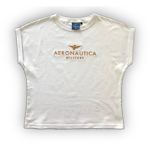 Топ  Aeronautica Militare, полуприлегающий силуэт, U-образный вырез, манжеты,  размер L, белый