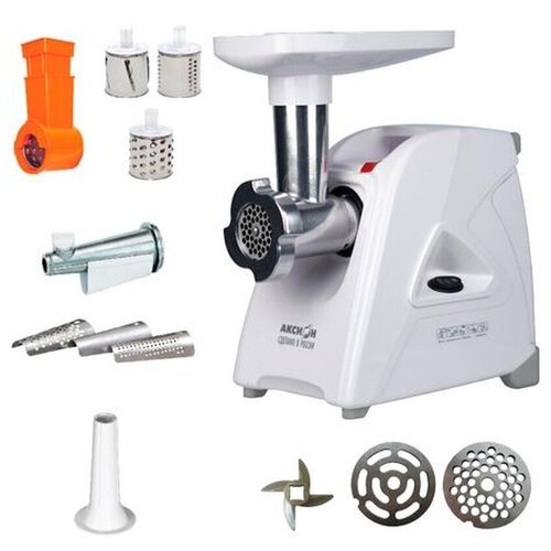 Эл мясорубка аксион М3502 пр-во Россия 1500Вт шнековая соковыжималка овощерезка 1430300₽