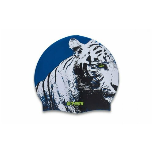 Шапочка для плавания дет. ATEMI, силикон (синий) тигр PSC301
