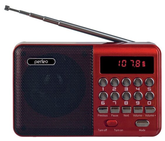 Радиоприемник Palm MP-3 USB 3W слот под microUSB красный (картонная упаковка) (35654)