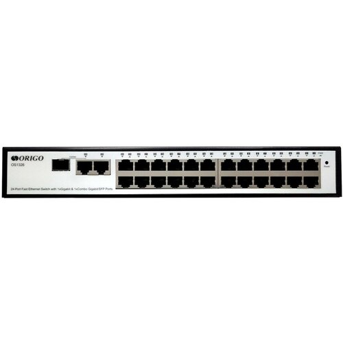 ORIGO OS1326/A1A Настраиваемый L2-коммутатор 24x100Base-TX, 1x1000Base-T, 1xCombo 1000Base-T/SFP origo сетевое оборудование os3110 a1a управляемый l2 коммутатор 8x1000base t 2x1000base x sfp