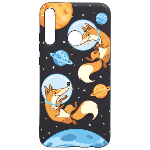 фото Силиконовый чехол-накладка silky touch 3d для huawei p40 lite e / honor 9c с принтом "cosmofoxes" черный gosso