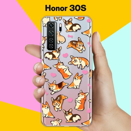 Силиконовый чехол Корги узором на Honor 30s силиконовый чехол корги узором на honor 20s