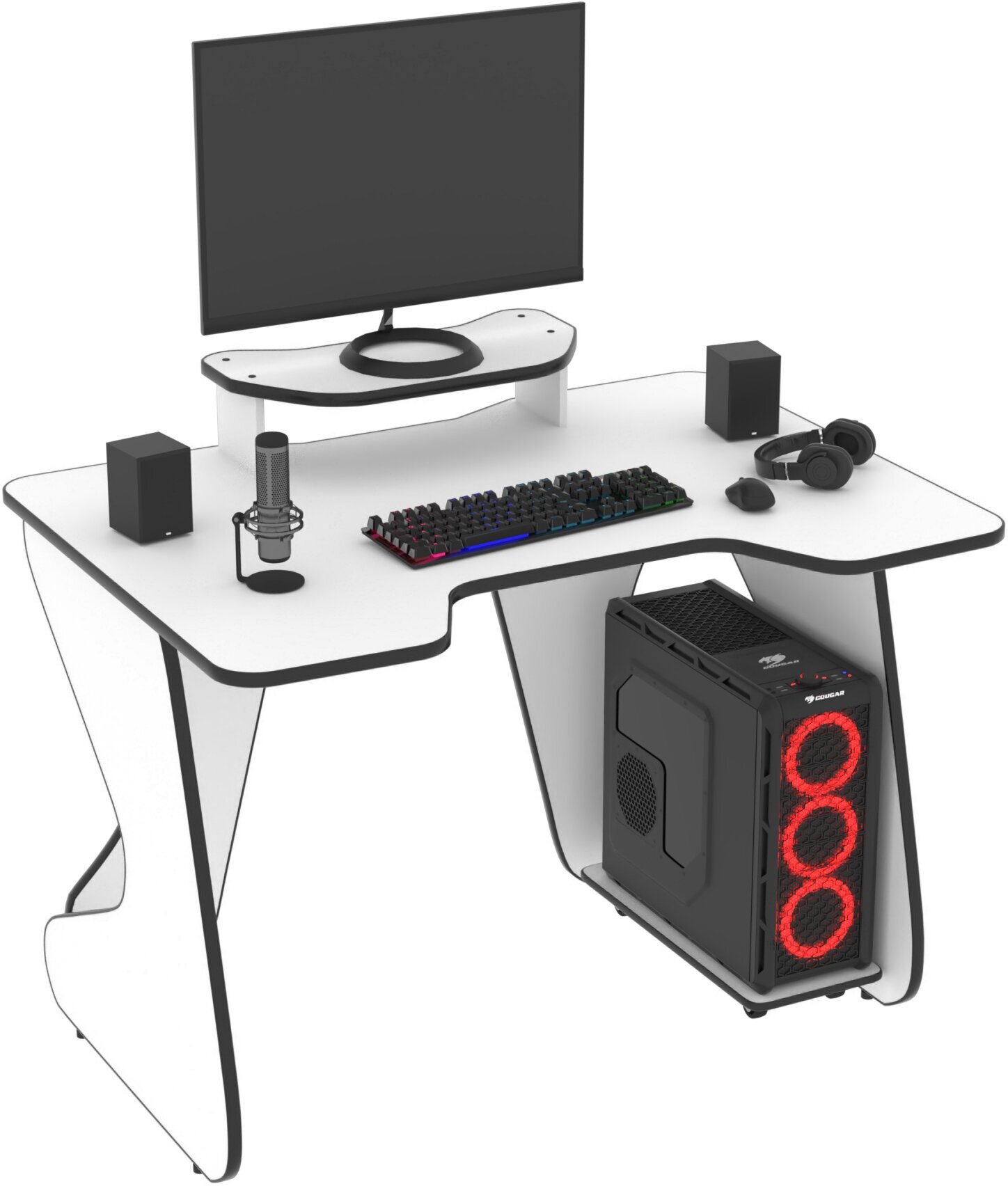 Геймерский игровой компьютерный письменный стол легион белый/черный - фотография № 7