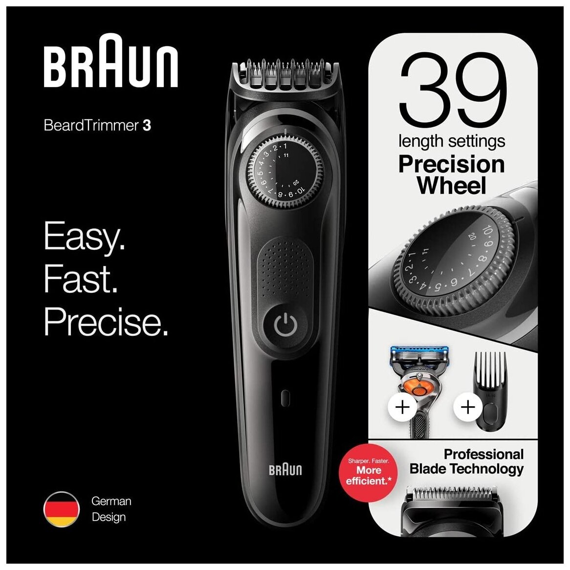 Триммер для бороды Braun BT3242+Бритва Gillette+1 кас черный/голубой 5 насадок - фотография № 6
