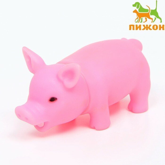 Пижон Игрушка пищащая "Маленький поросёнок" для собак, 9 см, бледно-розовая