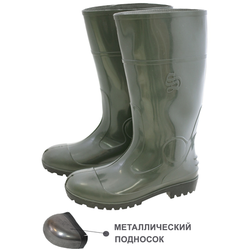 Сапоги резиновые с металлическим подноском мужские STEP В-40П, цвет олива, черная подошва, размер 40