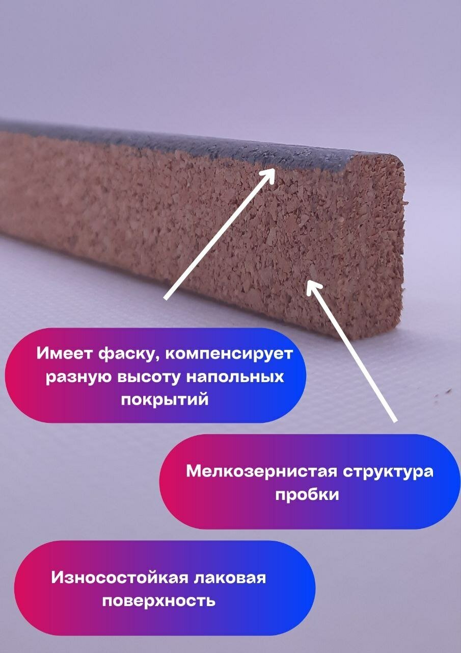 Пробковый компенсатор/порожек серый 10х20х900мм 1 штука