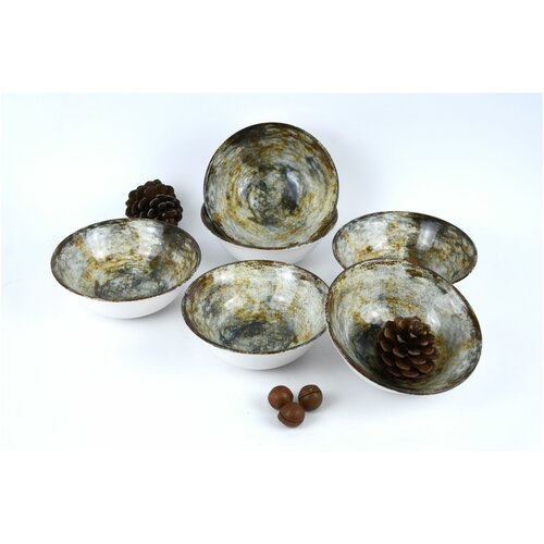 Набор керамических салатников - супниц 15х5,5 см, объемом 420 мл, декор 