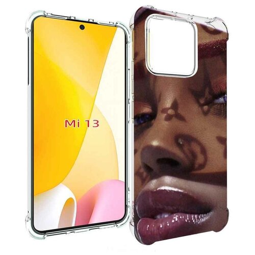 Чехол MyPads лицо девушки тень женский для Xiaomi 13 задняя-панель-накладка-бампер